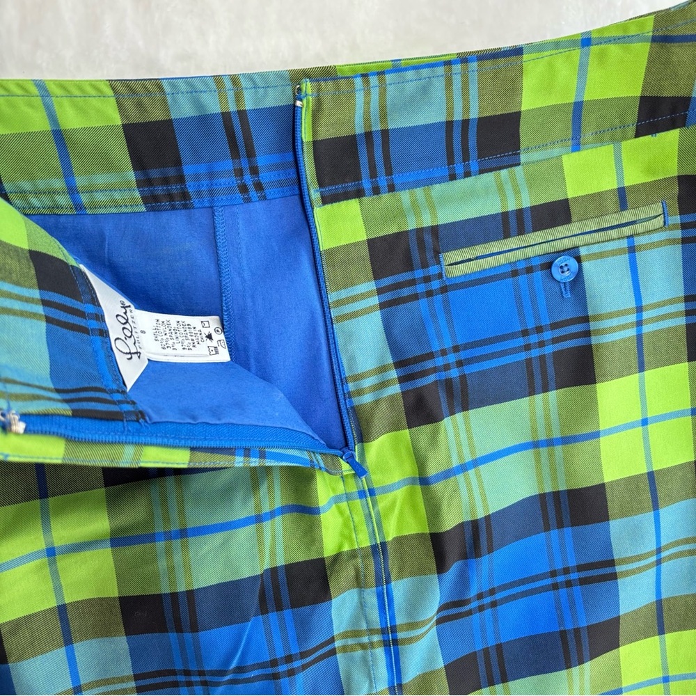 Lilly Pulitzer Plaid Golf Skort Blue and Lime Green Plaid 8 Medium - Picture 11 of 13